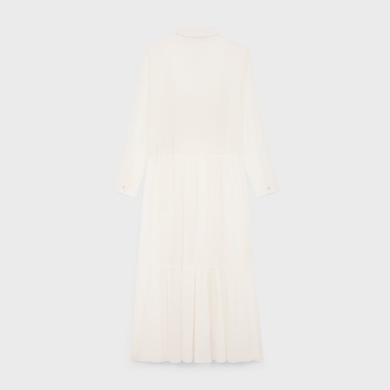 robe chemise longue en crêpe de coton et soie