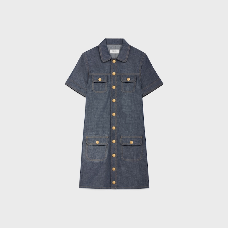 mini-robe en denim brut
