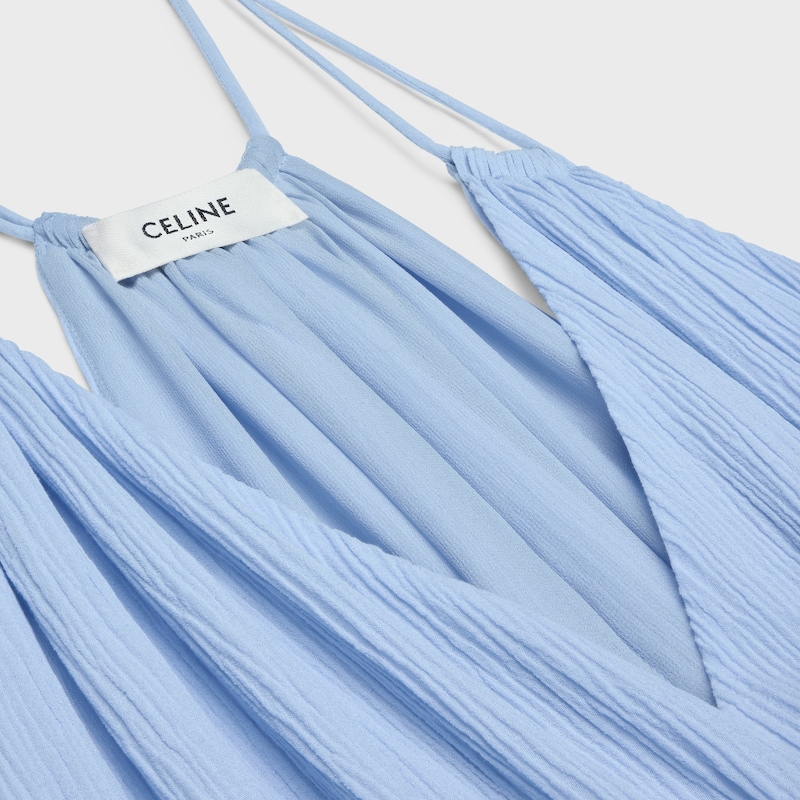 robe longue brodée en crêpe de coton et soie
