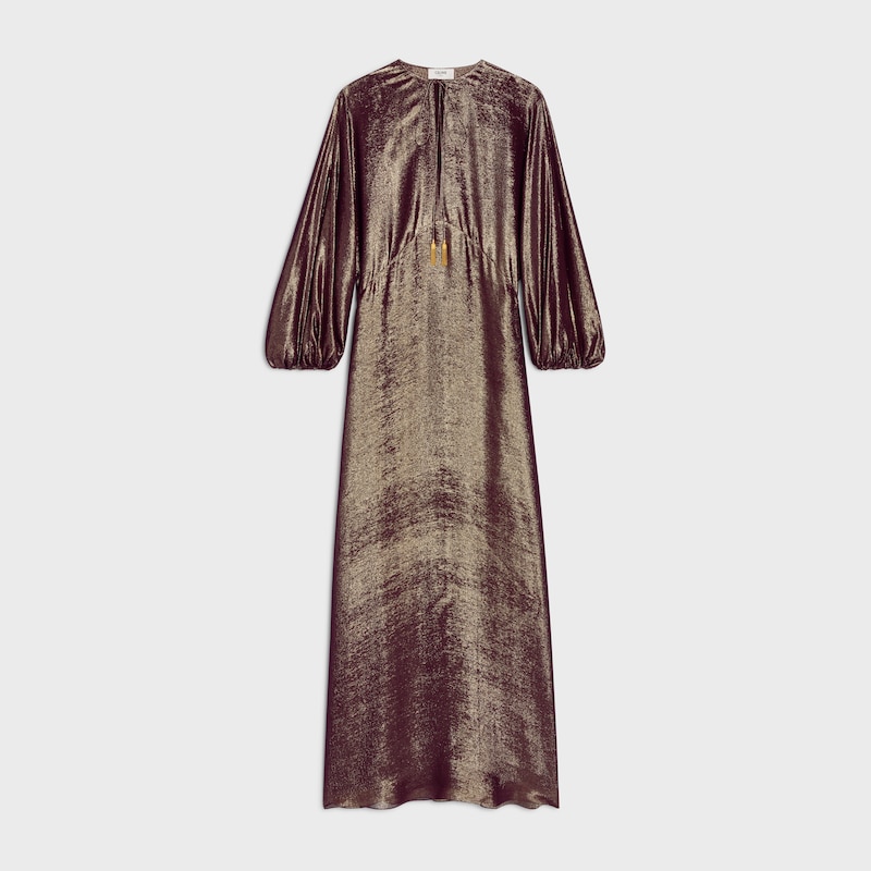 robe caftan en soie lamée