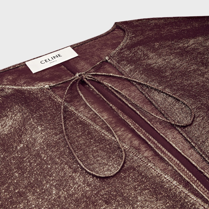 robe caftan en soie lamée