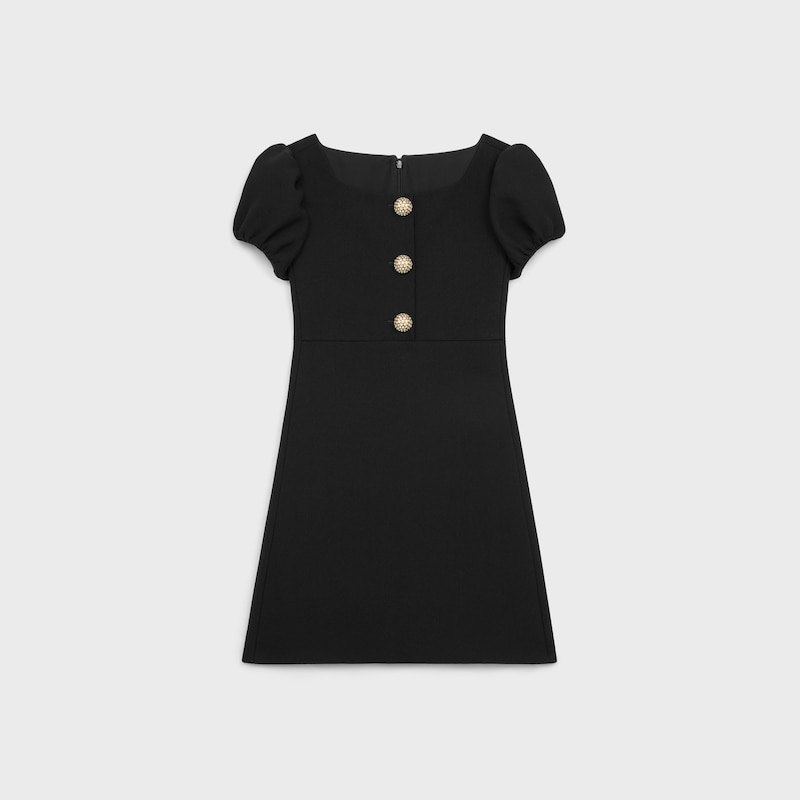 robe courte à boutons bijoux en piqué de laine