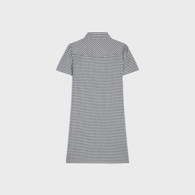 robe-chemise courte en soie vichy