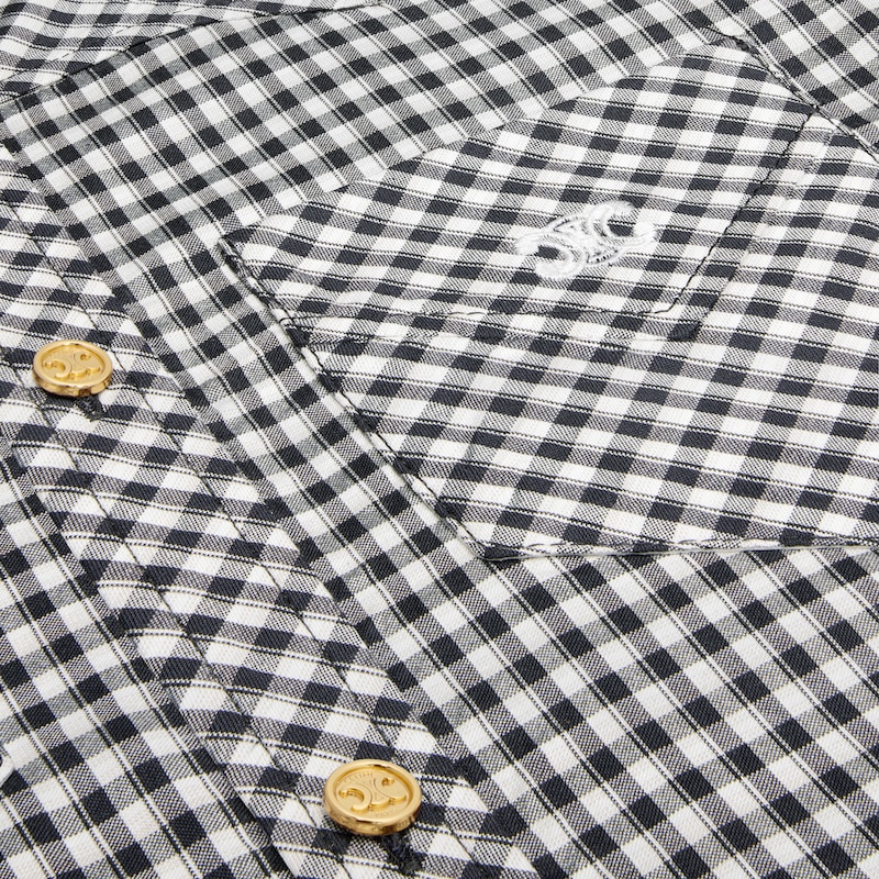 robe-chemise courte en soie vichy
