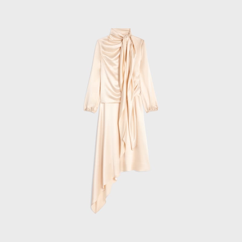 robe drapée en satin de soie