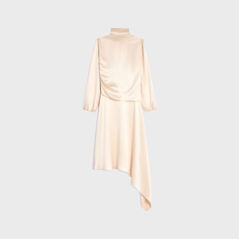 robe drapée en satin de soie