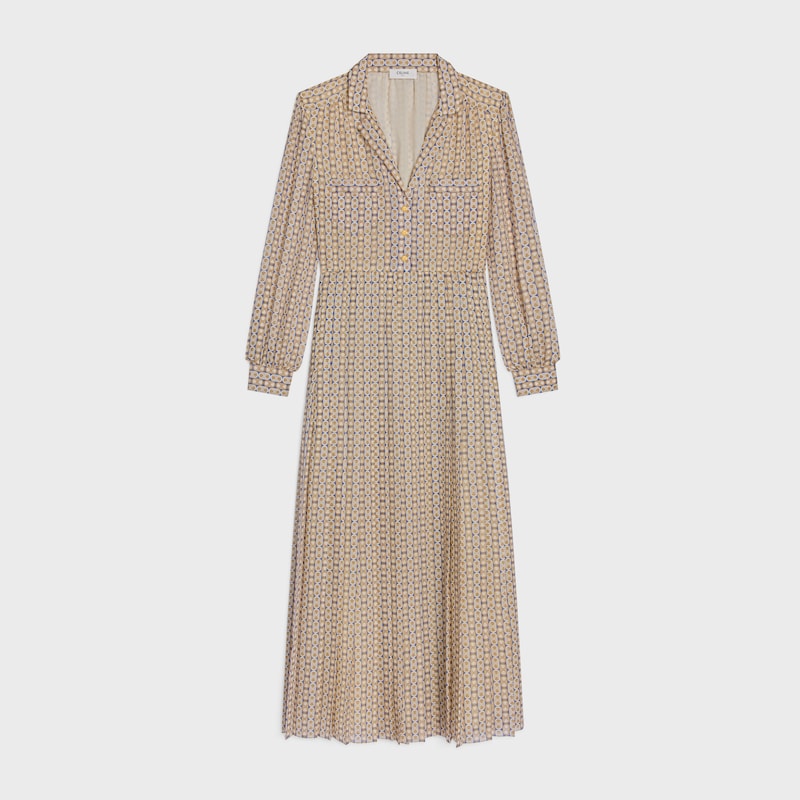 robe-chemise longue en laine soie et étamine