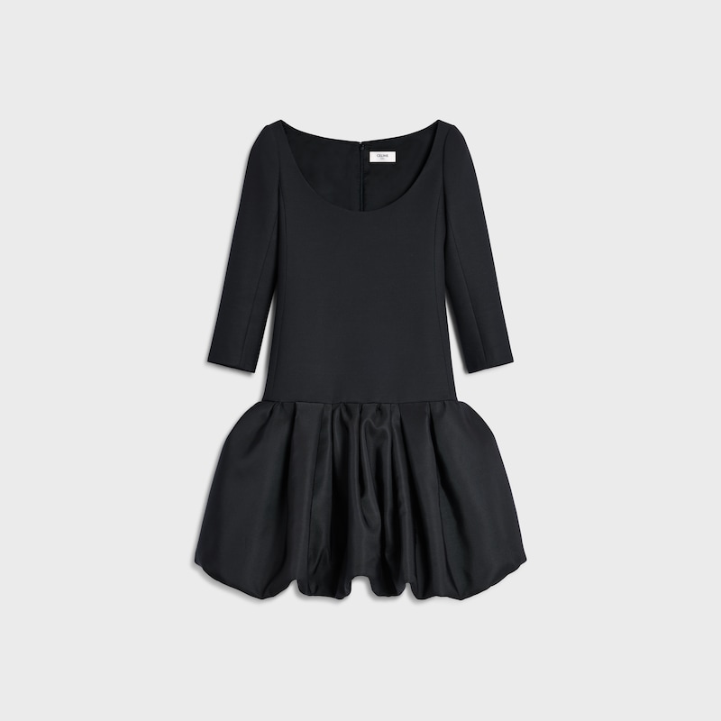 robe à jupe boule en crêpe de laine et de soie