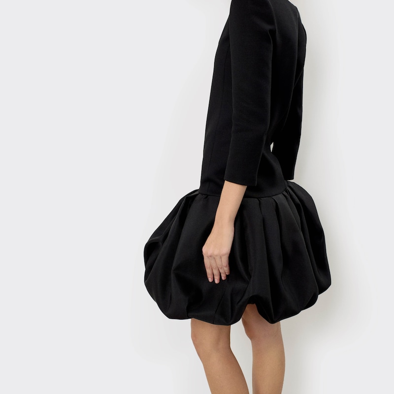 robe à jupe boule en crêpe de laine et de soie