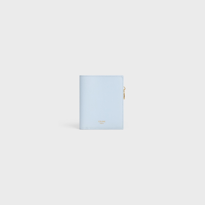 portefeuille compact triomphe charms en cuir de veau grainÉ