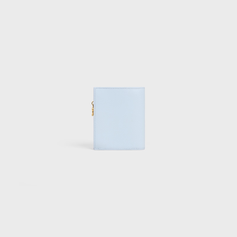 portefeuille compact triomphe charms en cuir de veau grainÉ