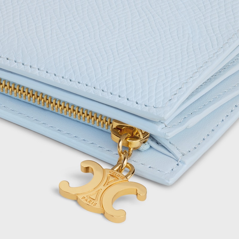portefeuille compact triomphe charms en cuir de veau grainÉ