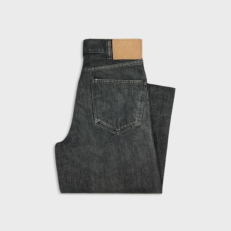 jean chaton en denim délavé noir glacé