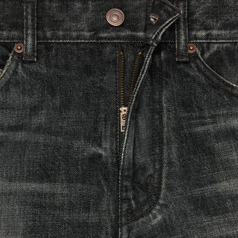 jean chaton en denim délavé noir glacé