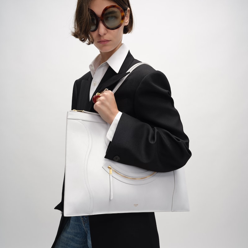 bagages flat cabas neufs en cuir de veau brillant