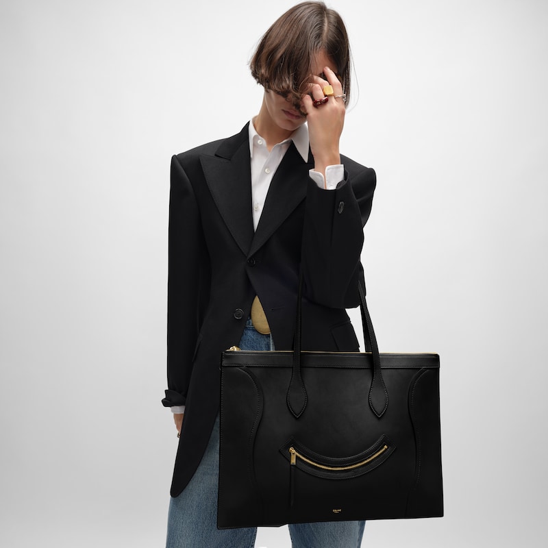 bagages flat cabas neufs en cuir de veau brillant