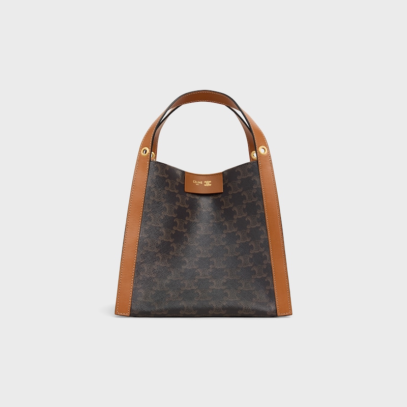 petit sac cubo en toile triomphe et cuir de veau naturel