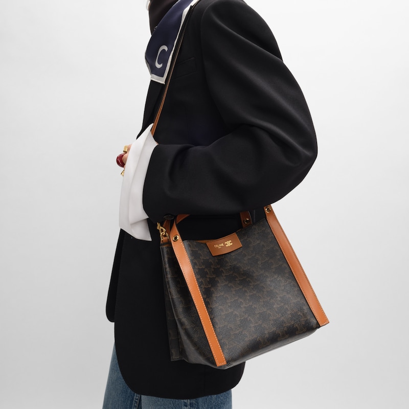 petit sac cubo en toile triomphe et cuir de veau naturel