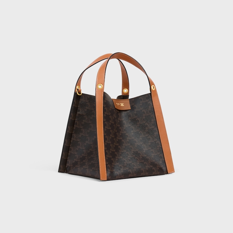 petit sac cubo en toile triomphe et cuir de veau naturel
