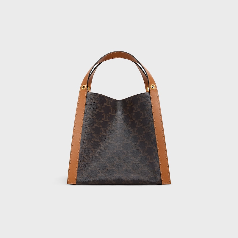 petit sac cubo en toile triomphe et cuir de veau naturel