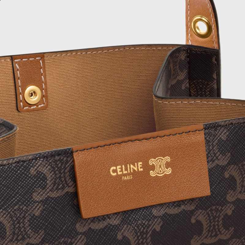 petit sac cubo en toile triomphe et cuir de veau naturel