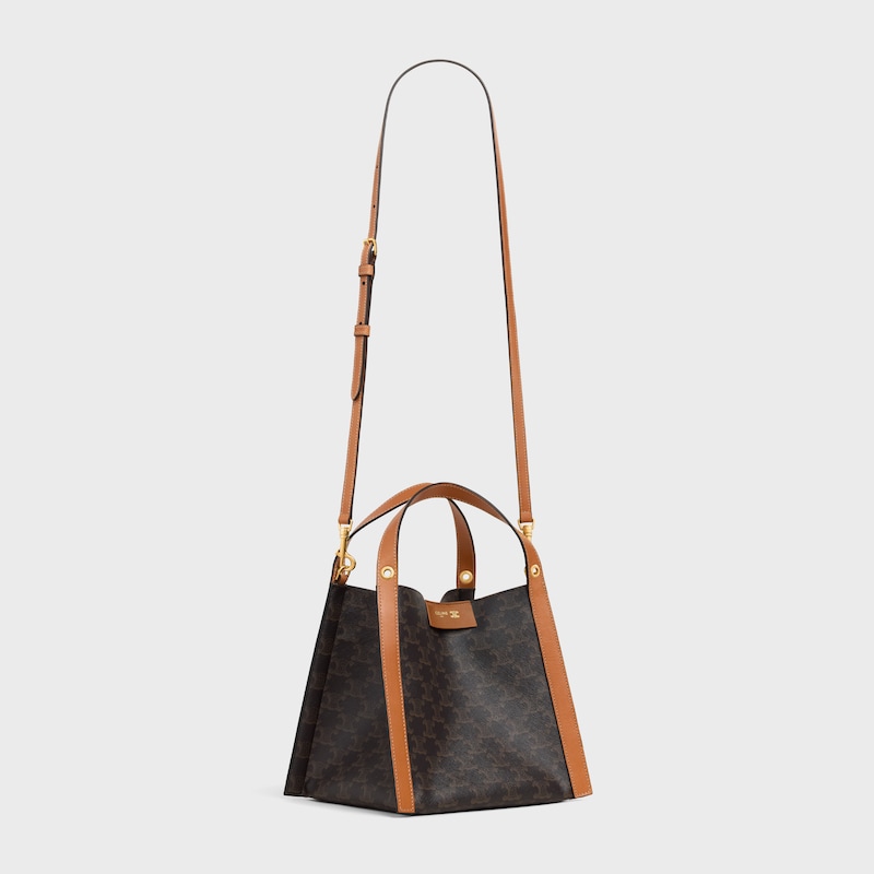 petit sac cubo en toile triomphe et cuir de veau naturel