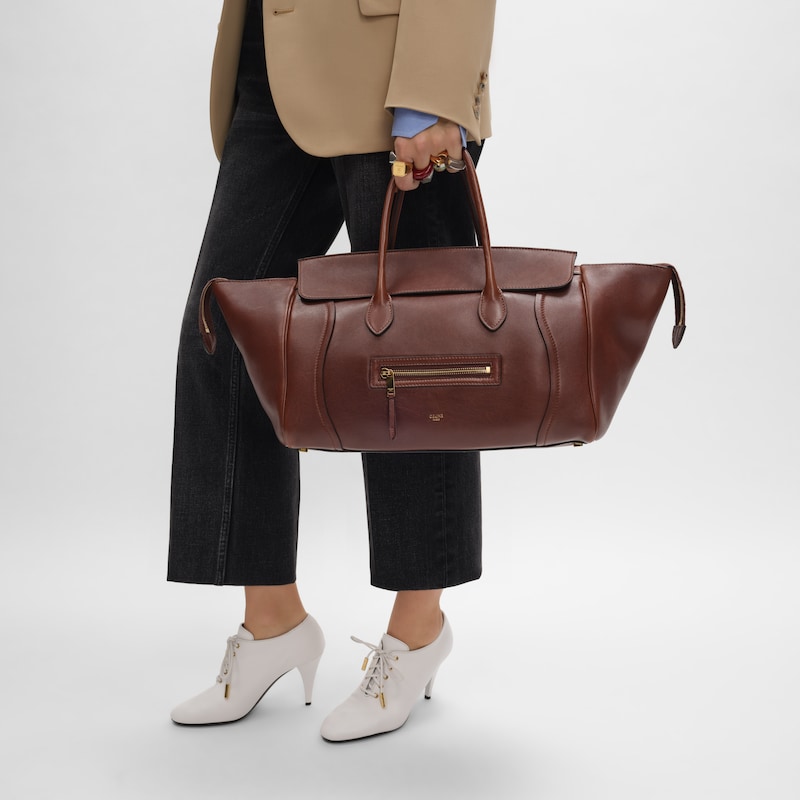 bagage neuf de taille moyenne en cuir dagneau souple et brillant