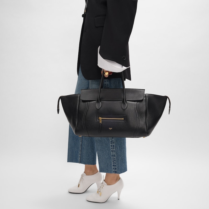 bagage neuf de taille moyenne en cuir dagneau souple et brillant