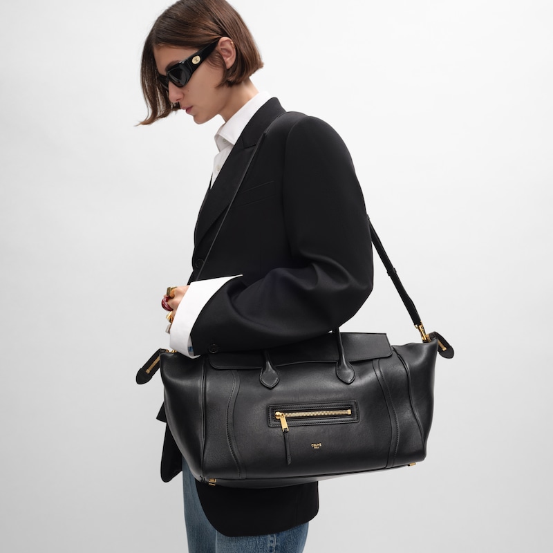 bagage neuf de taille moyenne en cuir dagneau souple et brillant