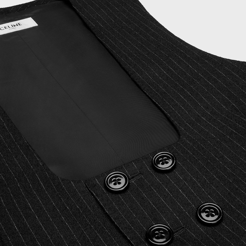 gilet croisé en flanelle de laine rayée