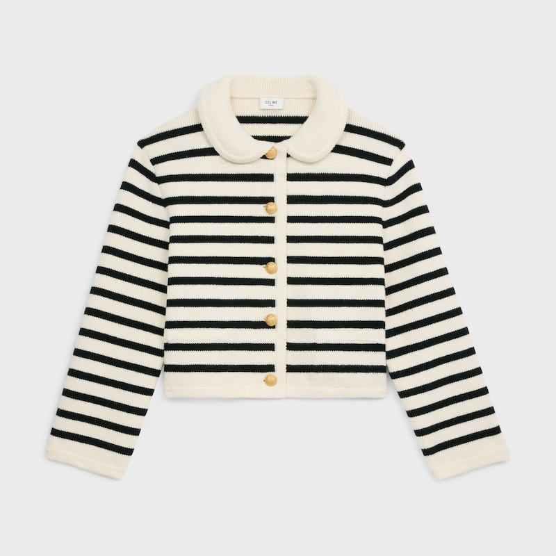 gilet cardigan en laine rayée