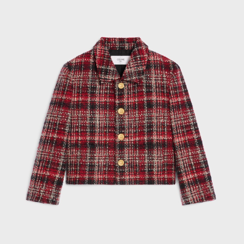 veste charlotte en laine à carreaux nacrée