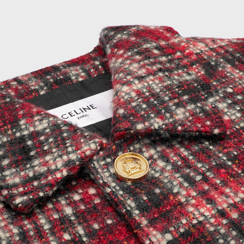 veste charlotte en laine à carreaux nacrée
