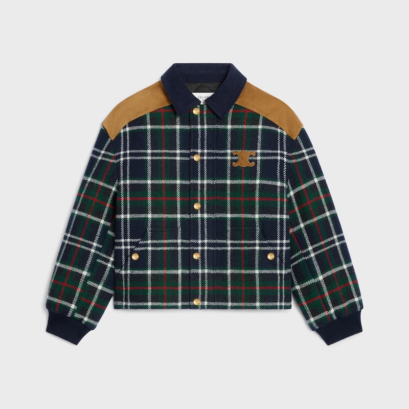 veste blouson triomphe en laine tartan