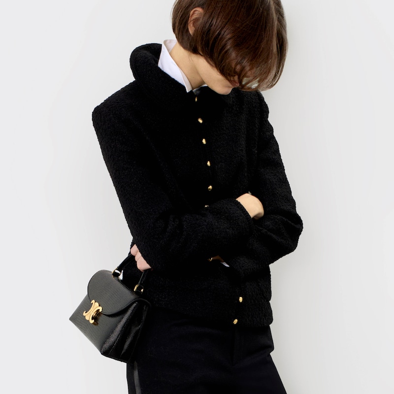 veste chasseur en cachemire bouclette natte