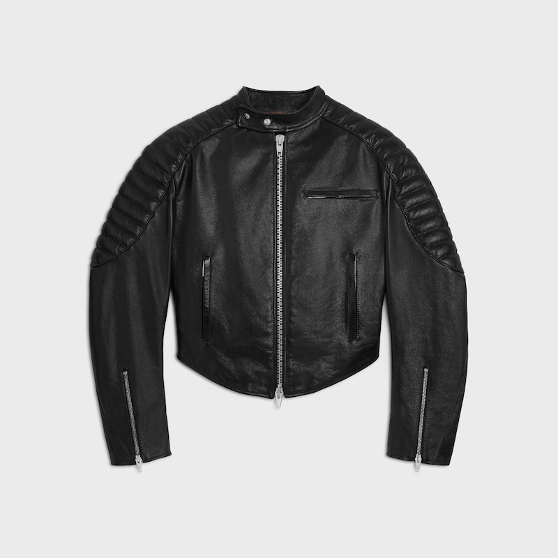 blouson de course en cuir de veau
