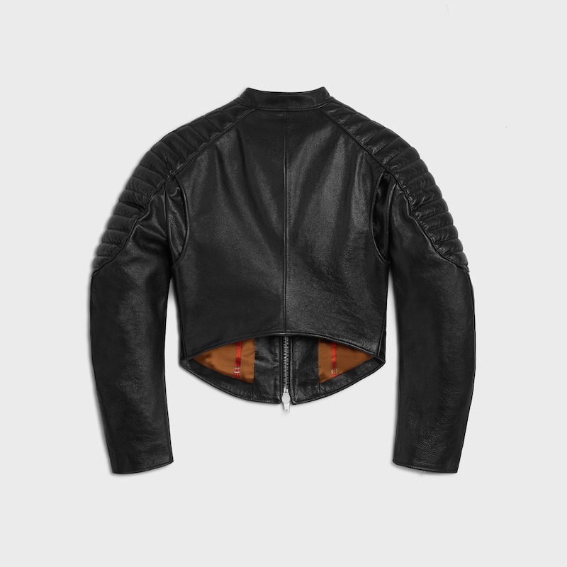 blouson de course en cuir de veau
