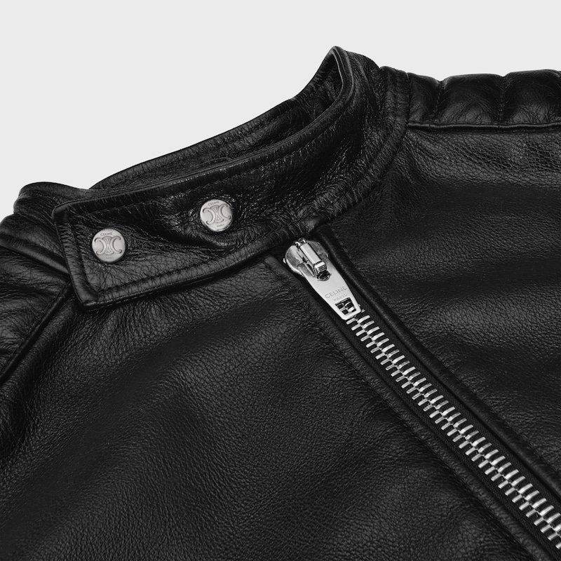 blouson de course en cuir de veau