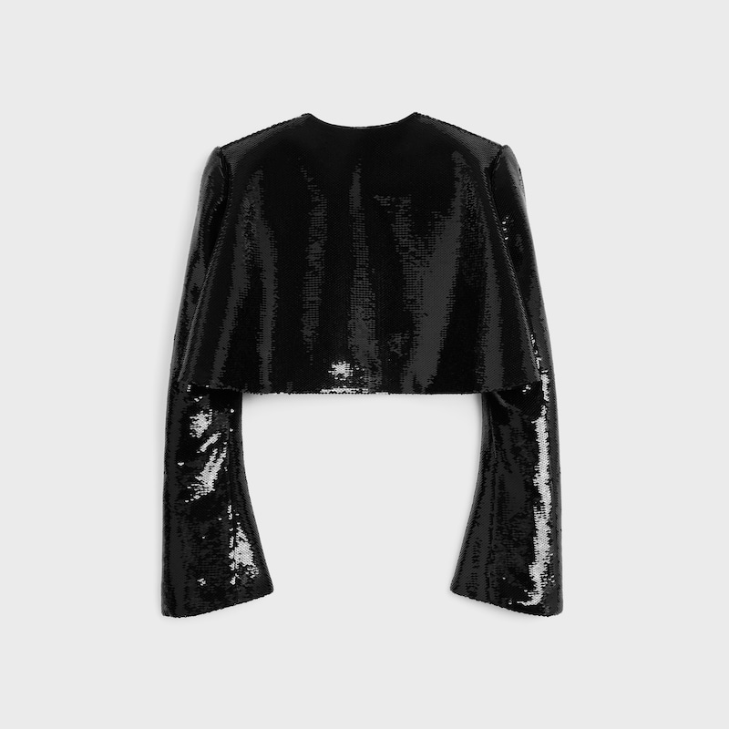 boléro brodé en gabardine de laine