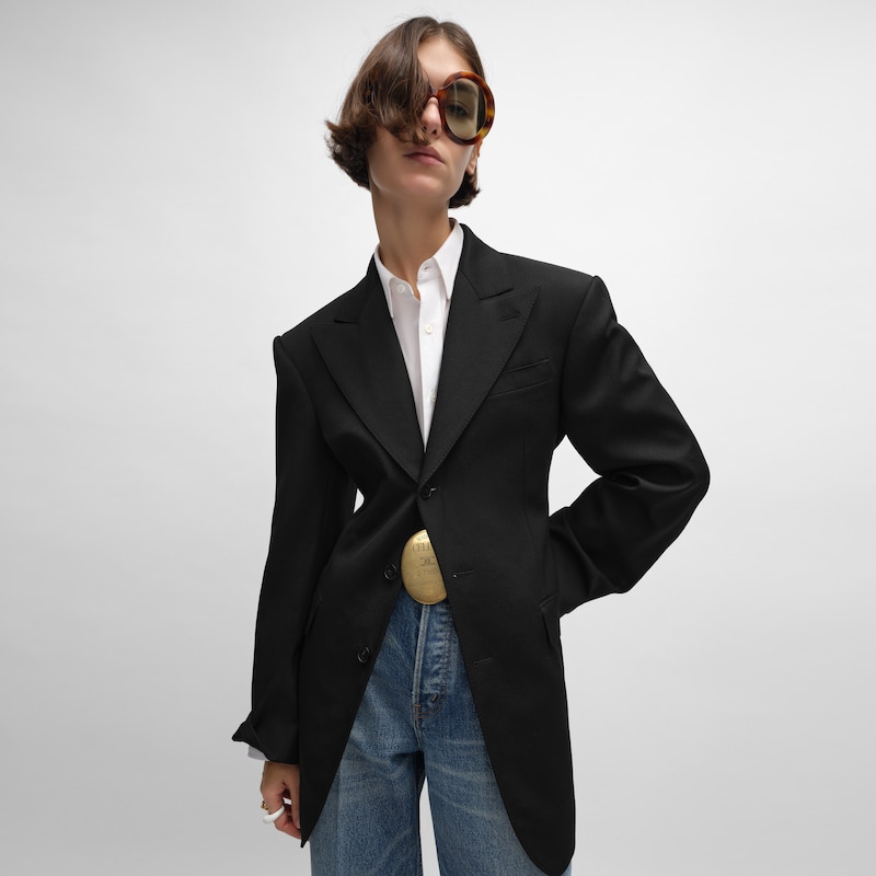veste colonne en laine diagonale
