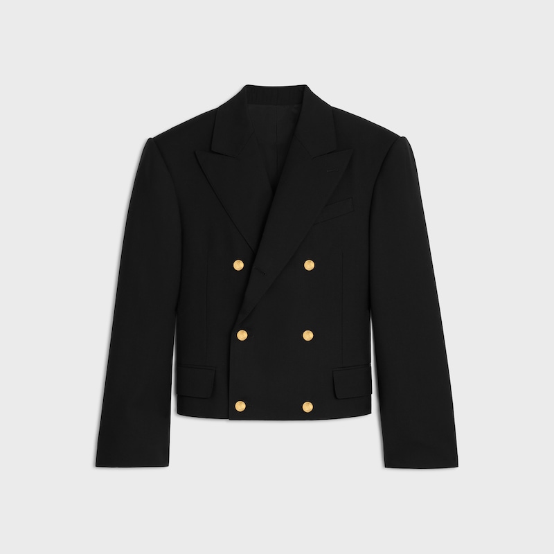blazer colonne en gabardine de laine