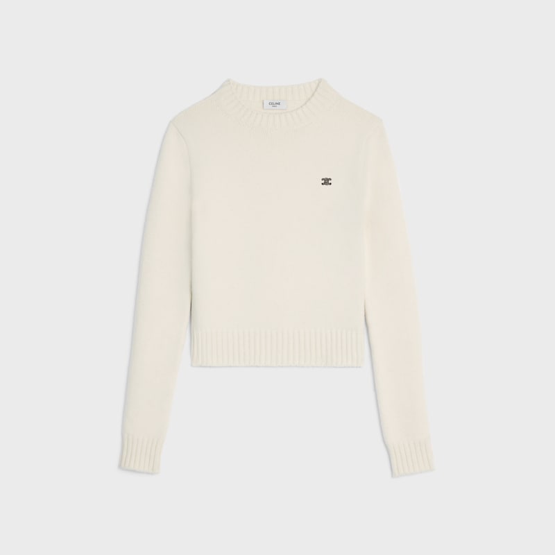 pull à col rond en laine et cachemire