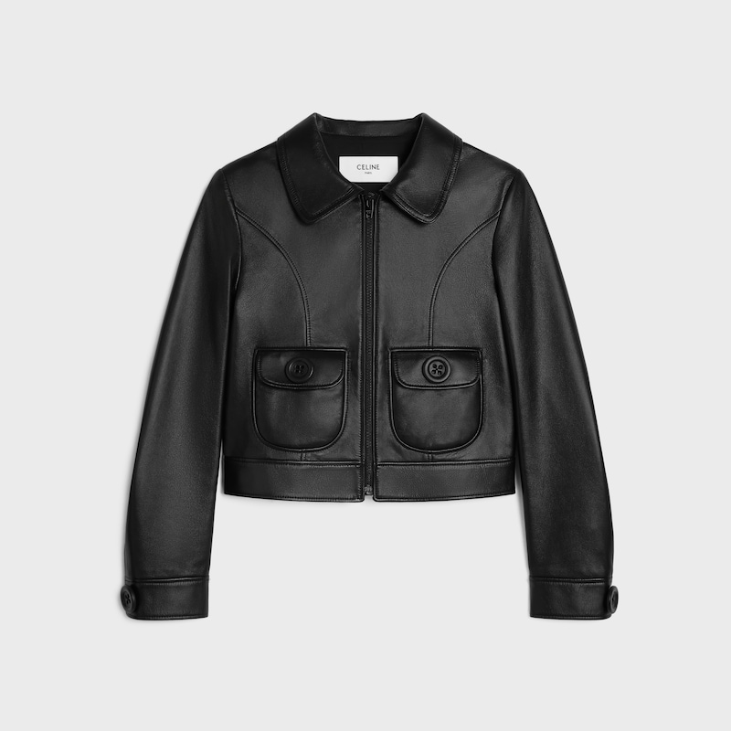 blouson droit en peau dagneau souple