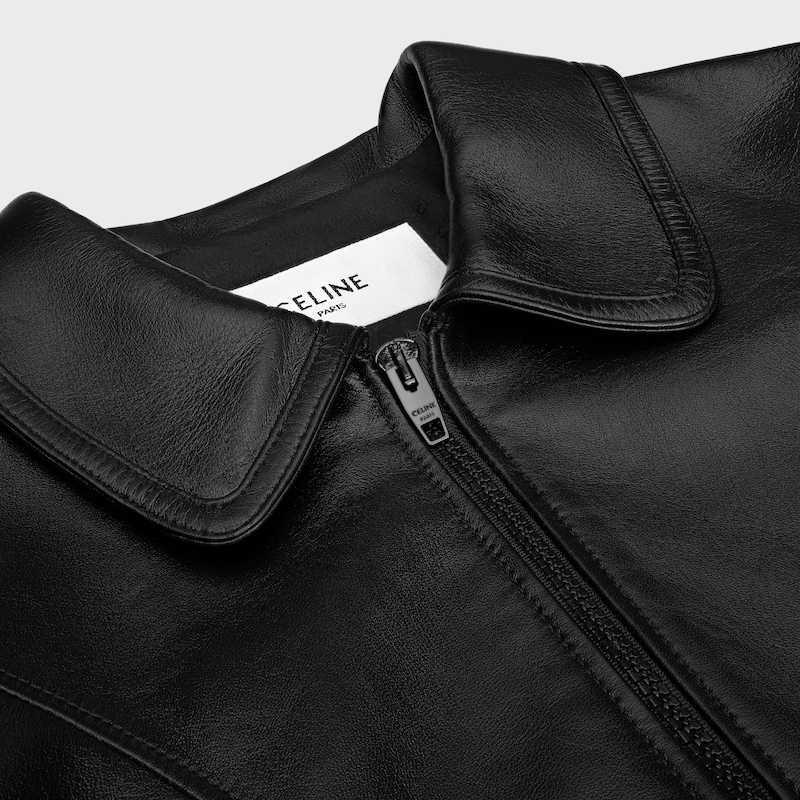 blouson droit en peau dagneau souple