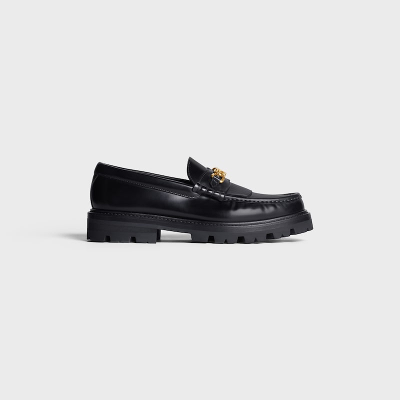 mocassin celine margaret avec chaîne triomphe en cuir de taureau poli