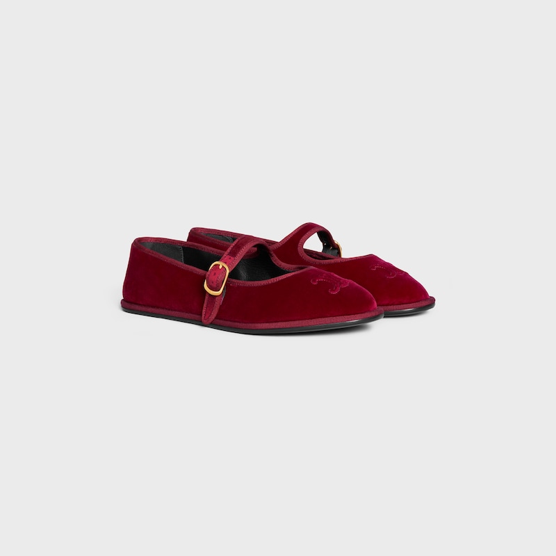 eve triomphe mary-jane ballerine en velours