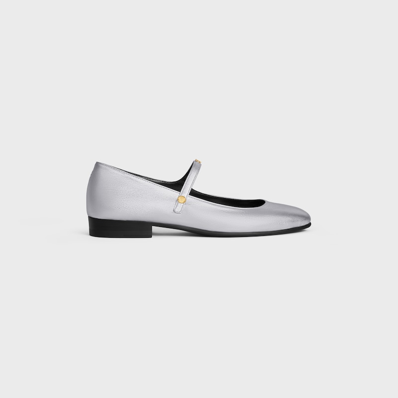 city - ballerine mary-jane en peau dagneau laminÉe
