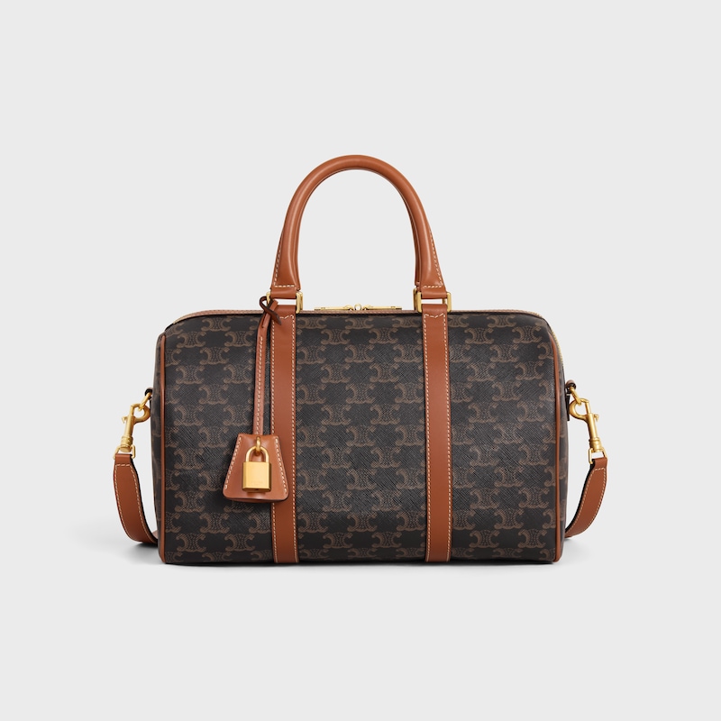 grand sac boston in triomphe en toile et cuir de veau