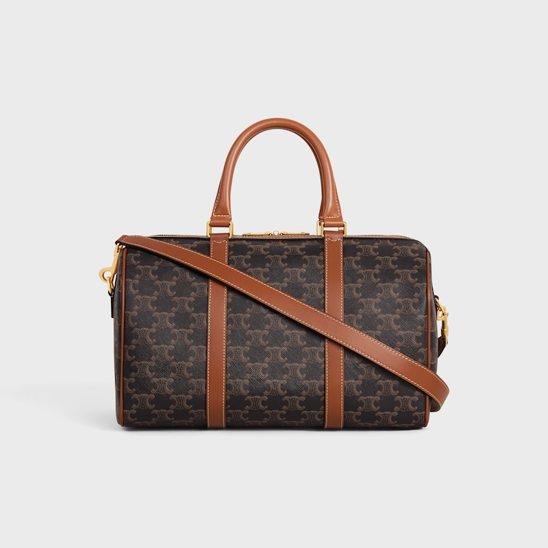 grand sac boston in triomphe en toile et cuir de veau