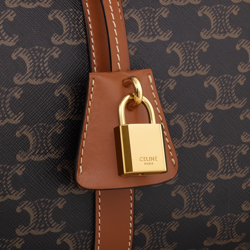 grand sac boston in triomphe en toile et cuir de veau